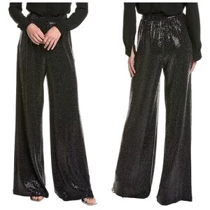 NWOT Ramy Brook Gavin Metallic Wide Leg Pant Black 14